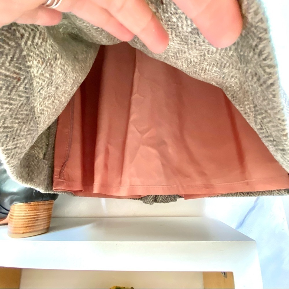 Herringbone PURE VIRGIN WOOL vintage skirt w cottage prairie cabin core vibe - Picture 6 of 15
